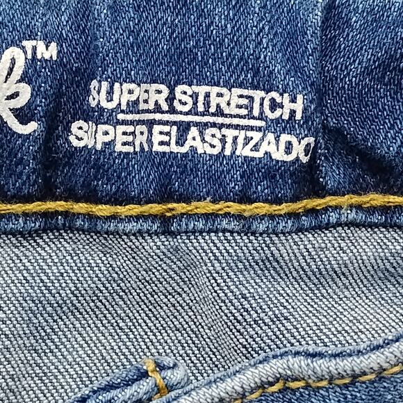 Cat & Jack Flare Super Stretch Jeans Size 14 Girls Blue Denim Distressed Raw hem - Picture 8 of 11